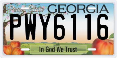 GA license plate PWY6116