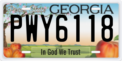 GA license plate PWY6118