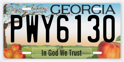 GA license plate PWY6130
