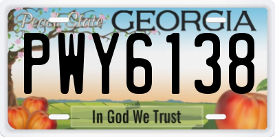 GA license plate PWY6138