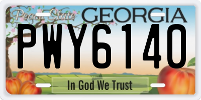 GA license plate PWY6140