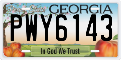 GA license plate PWY6143