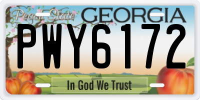 GA license plate PWY6172