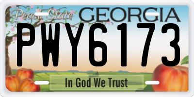 GA license plate PWY6173