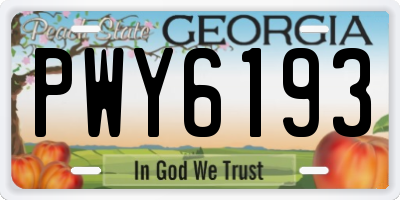 GA license plate PWY6193