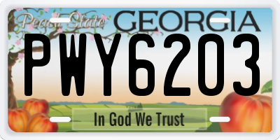 GA license plate PWY6203