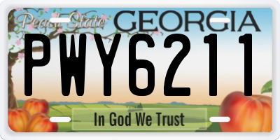 GA license plate PWY6211
