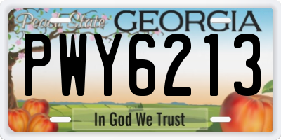 GA license plate PWY6213