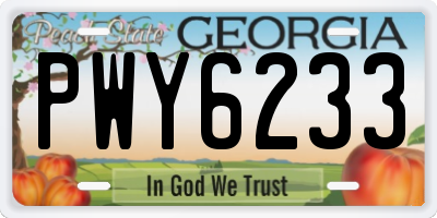 GA license plate PWY6233