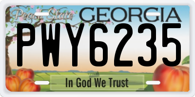 GA license plate PWY6235