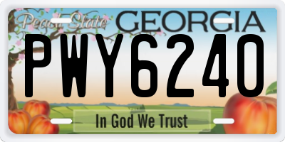 GA license plate PWY6240
