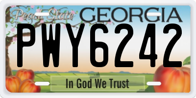 GA license plate PWY6242