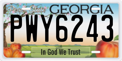 GA license plate PWY6243