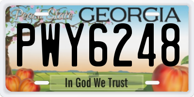 GA license plate PWY6248