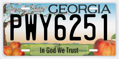 GA license plate PWY6251
