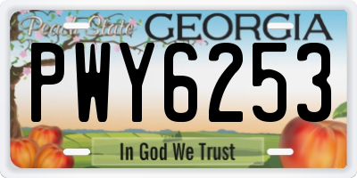GA license plate PWY6253