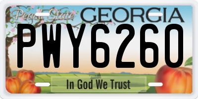 GA license plate PWY6260