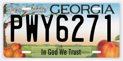 GA license plate PWY6271