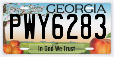 GA license plate PWY6283