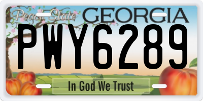 GA license plate PWY6289