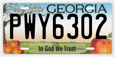 GA license plate PWY6302
