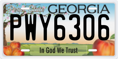 GA license plate PWY6306