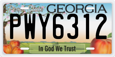 GA license plate PWY6312