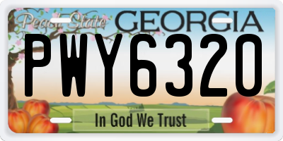 GA license plate PWY6320