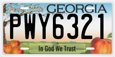 GA license plate PWY6321