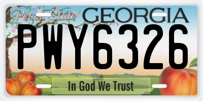 GA license plate PWY6326