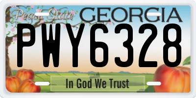 GA license plate PWY6328