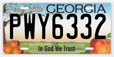 GA license plate PWY6332