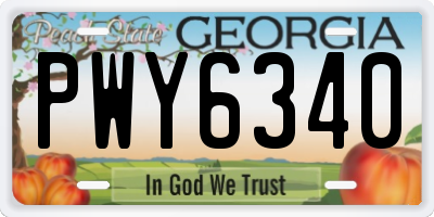 GA license plate PWY6340