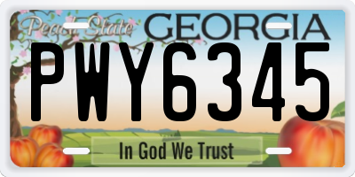 GA license plate PWY6345