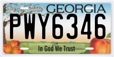GA license plate PWY6346