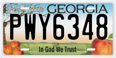GA license plate PWY6348
