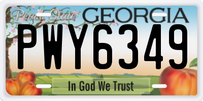 GA license plate PWY6349