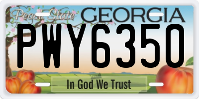GA license plate PWY6350