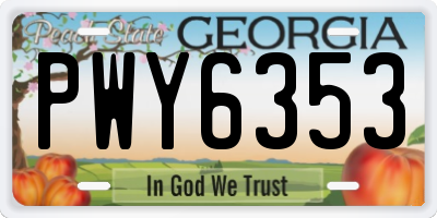 GA license plate PWY6353