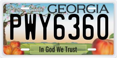 GA license plate PWY6360