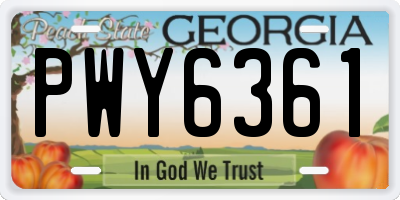 GA license plate PWY6361