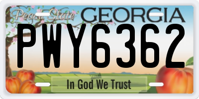 GA license plate PWY6362