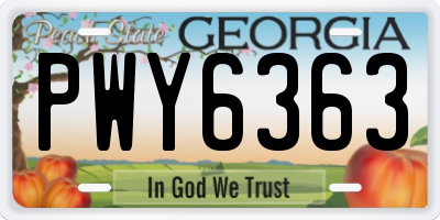 GA license plate PWY6363