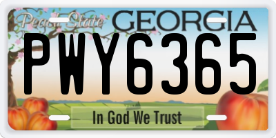 GA license plate PWY6365