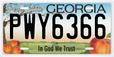 GA license plate PWY6366