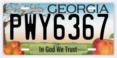 GA license plate PWY6367