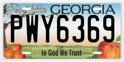 GA license plate PWY6369