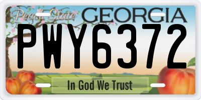 GA license plate PWY6372