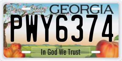GA license plate PWY6374