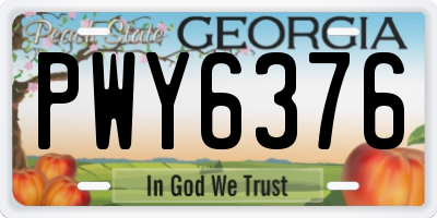 GA license plate PWY6376
